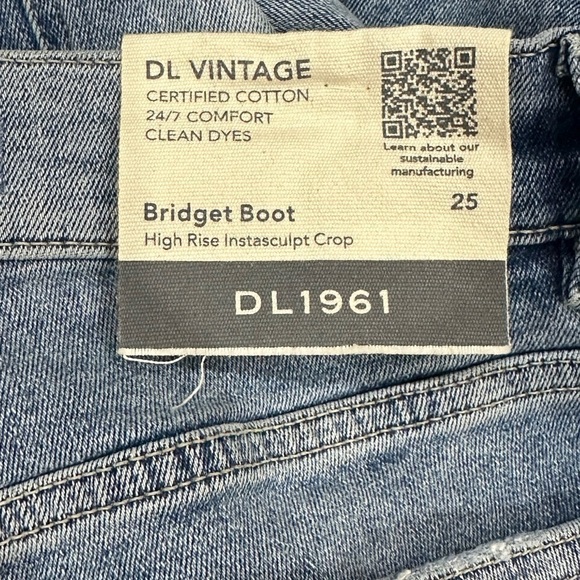 DL 1961 BRIDGET BOOT CROPPED HIGH RISE INTRASCULPT DENIM DARK SEA VIEW Size 25 - Picture 9 of 9